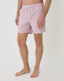 Threadbare Seersucker Swim Shorts in Pink Stripe - front view