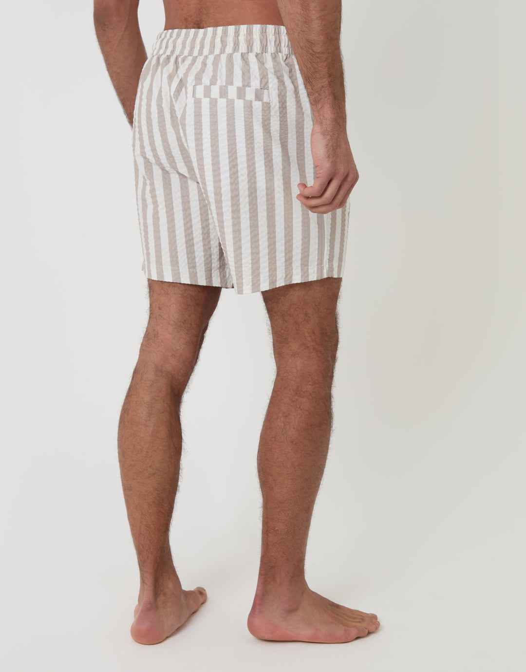 Stone Striped Seersucker Swim Shorts