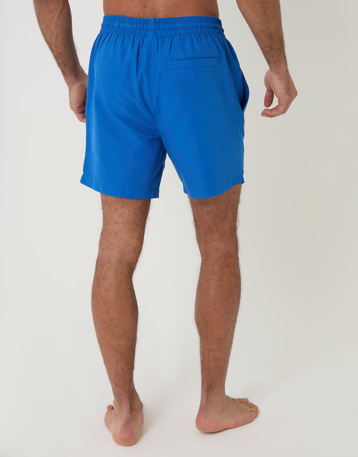 Threadbare Crab Embroidered Quick Dry Swim Shorts in Blue - back view