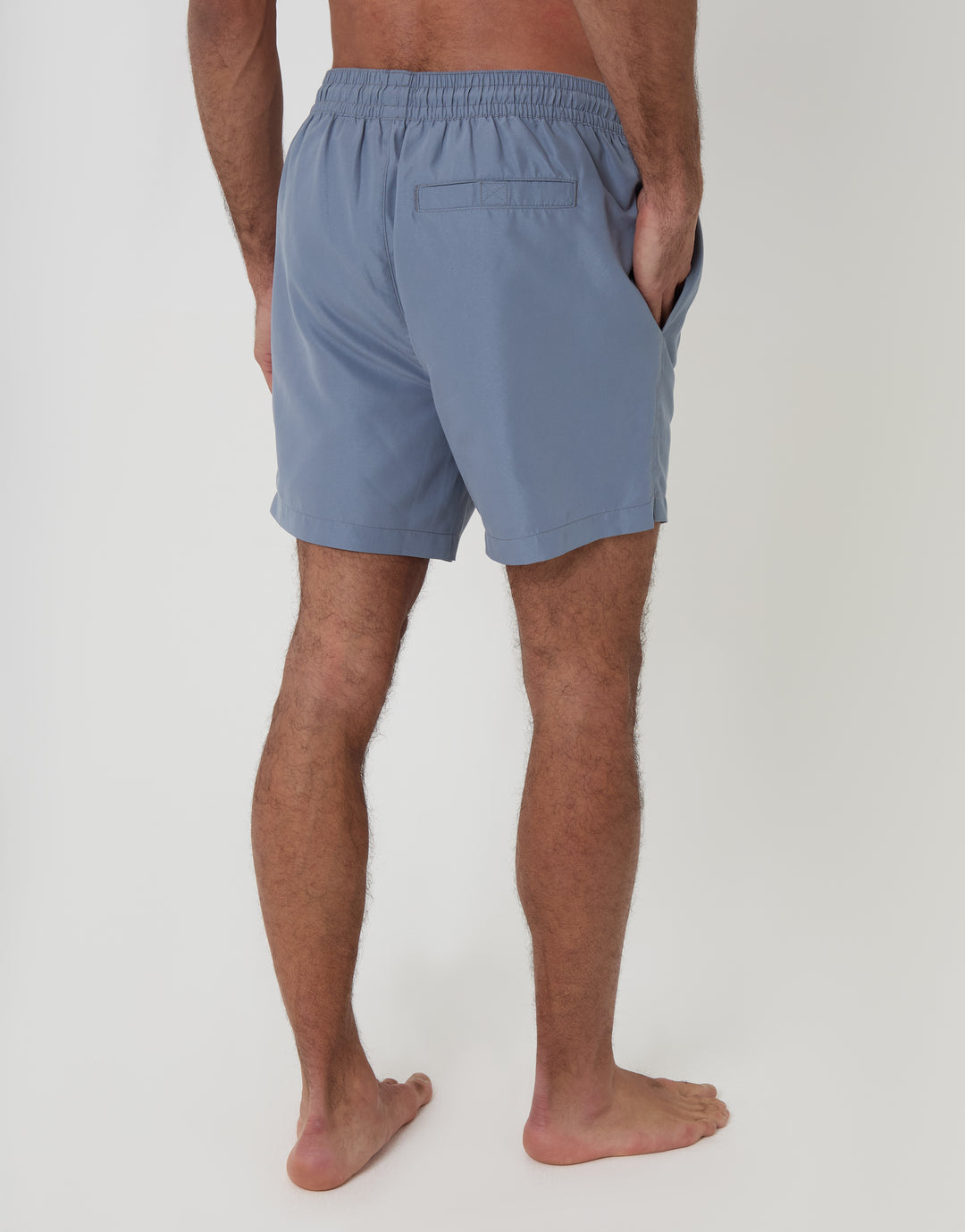 Denim Blue Surfboard Embroidered Quick Dry Swim Shorts