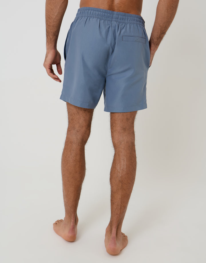 Threadbare Quick Dry Swim Shorts in  Denim Blue - back view