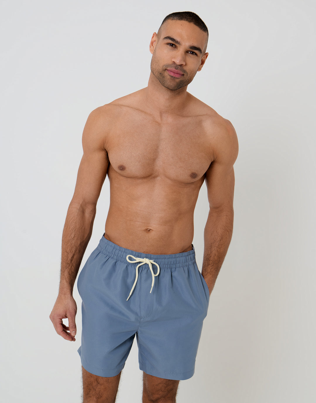 Threadbare Quick Dry Swim Shorts in  Denim Blue - front view