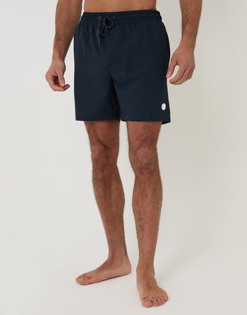 Threadbare Seersucker Swim Shorts in Navy - front view