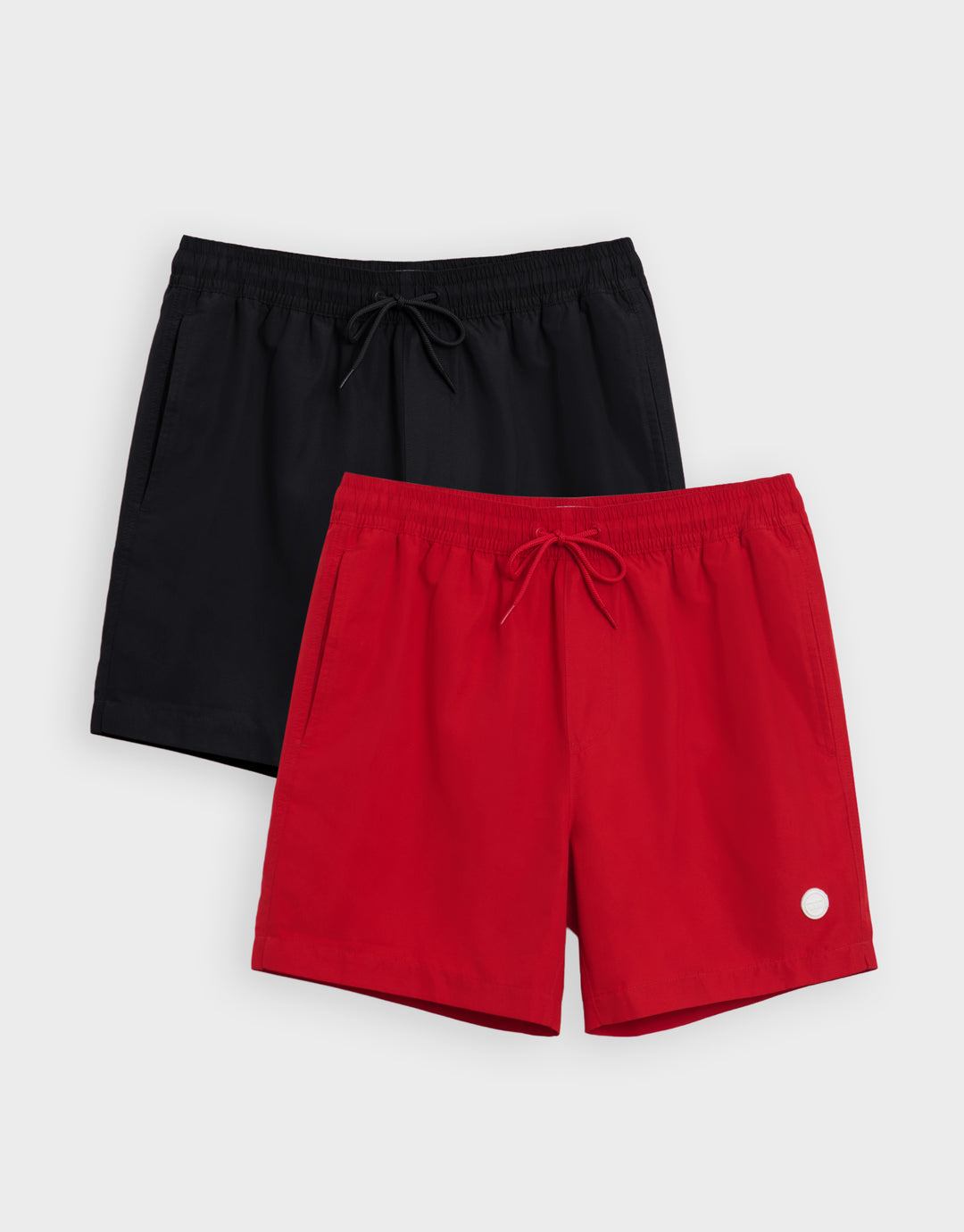 2 Pack Black & Red Quick Dry Swim Shorts