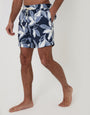 Navy Leaf Print Quick Dry Swim Shorts