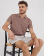 Brown Open Neck Collar Polo Shirt