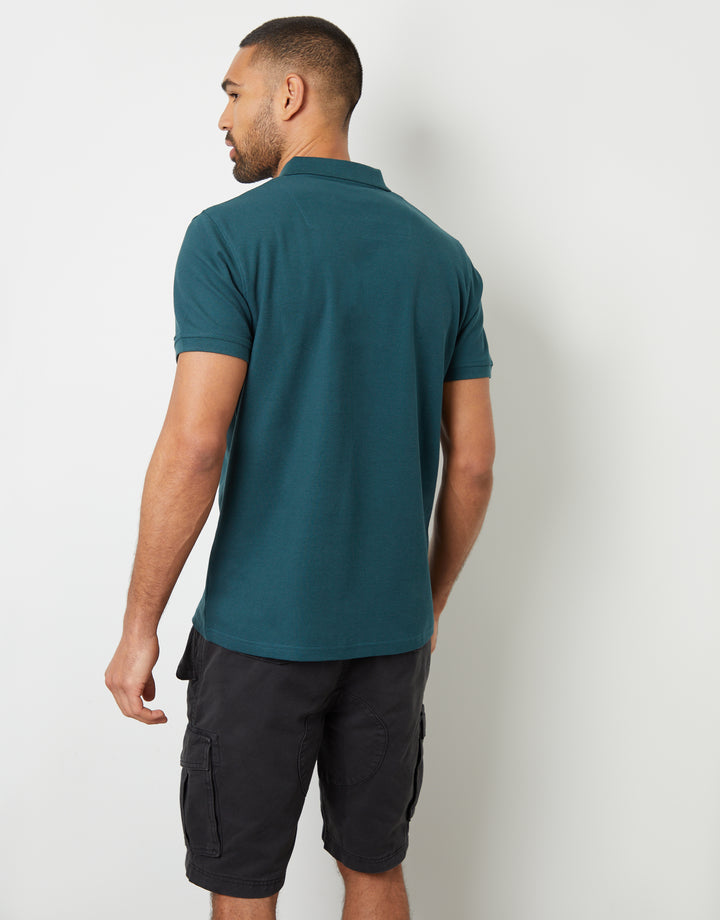 Dark Blue Open Neck Collar Polo Shirt