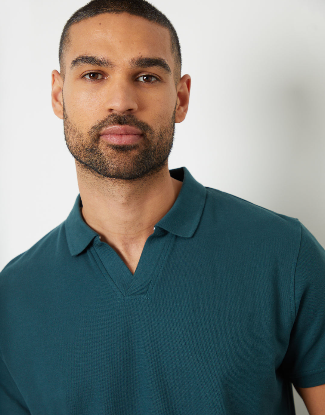 Dark Blue Open Neck Collar Polo Shirt