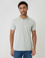 Threadbare Stripe Trophy Neck Polo Shirt in Sage Green - front view
