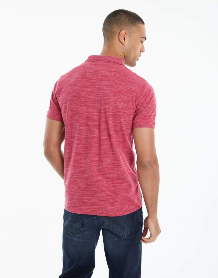 Pink Space Dye Zip Collar Polo Shirt