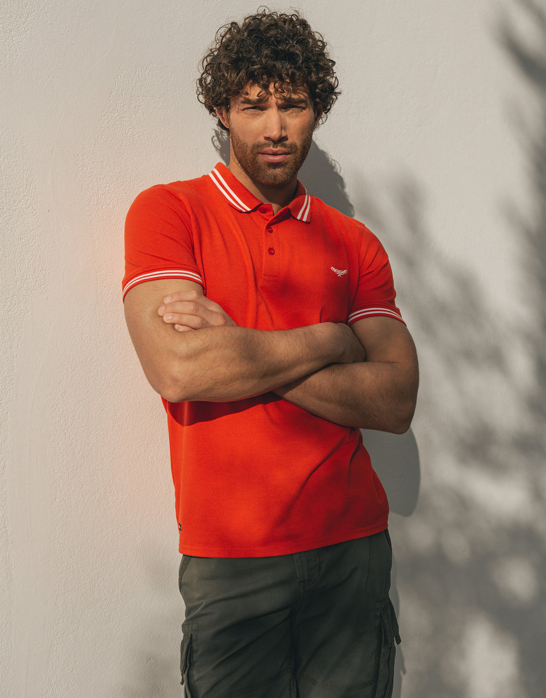 Red Rib Collar Classic Polo Shirt