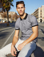 Grey Two Tone Pique Polo Shirt