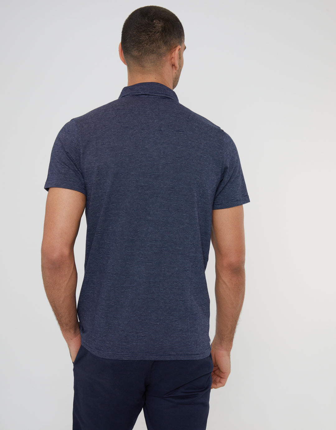Navy Geo Print Polo Shirt