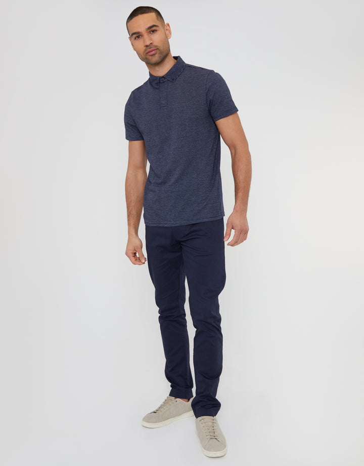 Navy Geo Print Polo Shirt