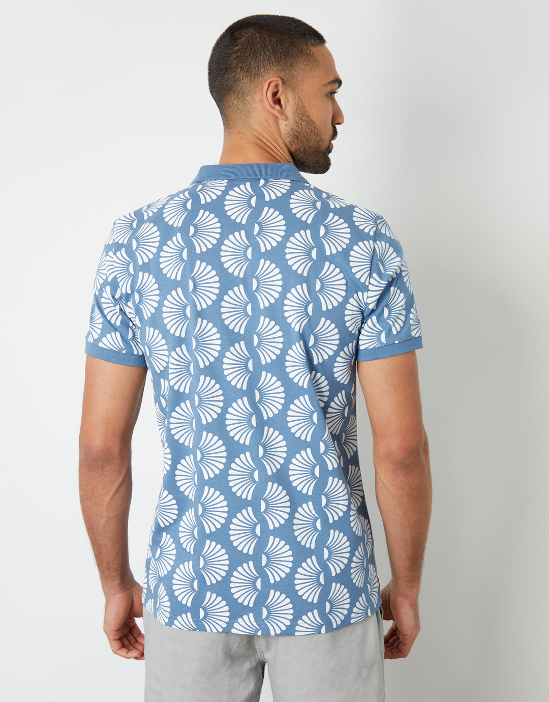 Blue Shell Print Polo Shirt