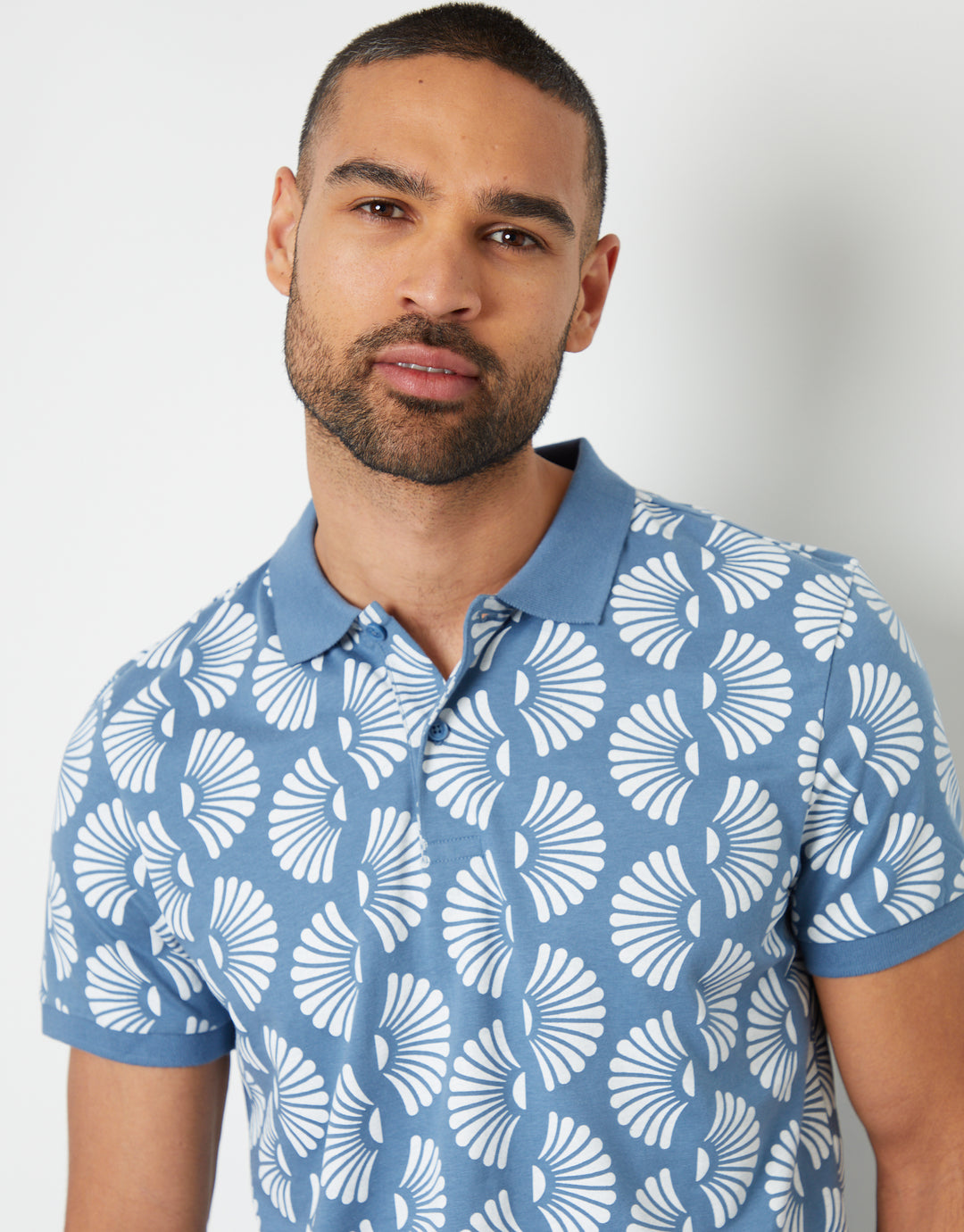 Blue Shell Print Polo Shirt