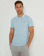 Light Blue Tipping Collar Pique Polo Shirt