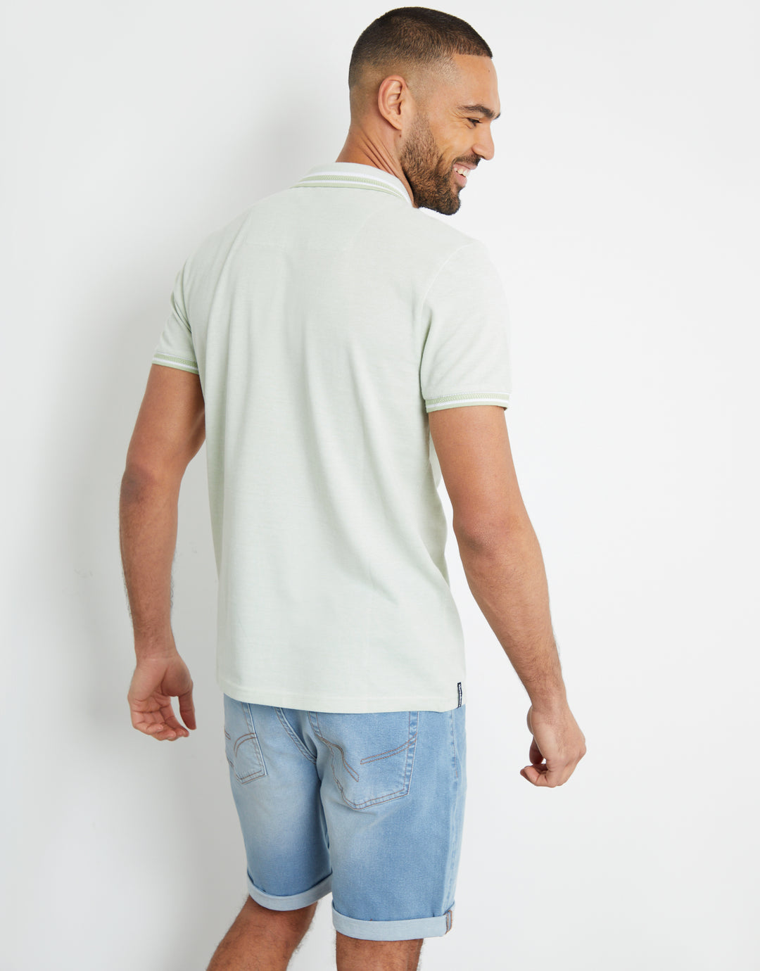 Sage Green Two Tone Pique Polo Shirt