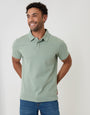 Threadbare Textured Hidden Placket Polo Shirt in Sage Green - front view