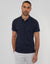 Navy Textured Hidden Placket Polo Shirt