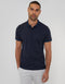 Men's Navy Textured Hidden Placket Polo Shirt