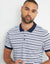 Navy Stripe Contrast Rib Collar Polo Shirt