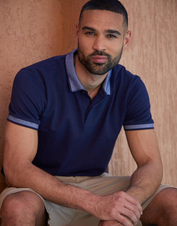 Navy Popcorn Jersey Polo Shirt