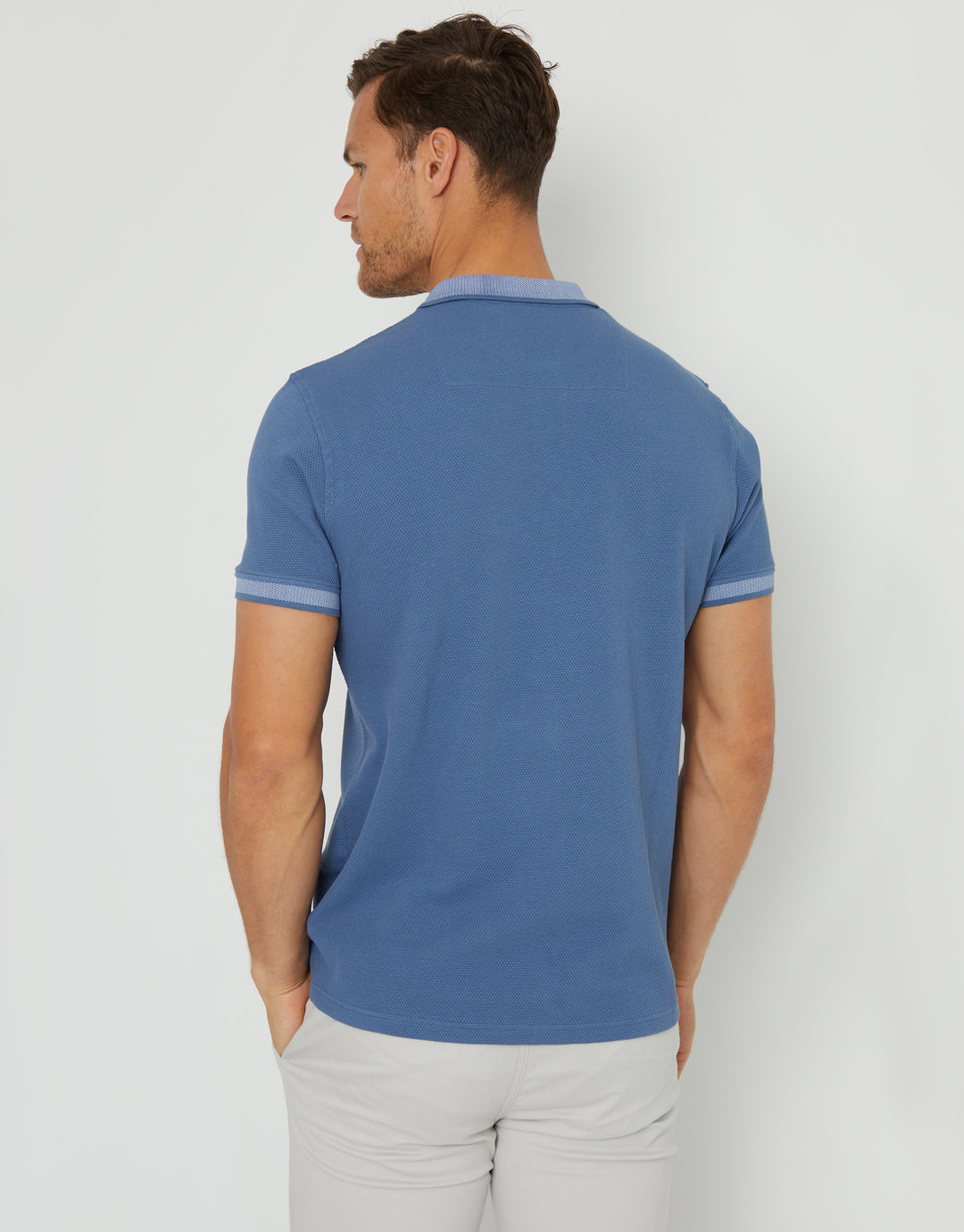 Denim Blue Popcorn Jersey Polo Shirt