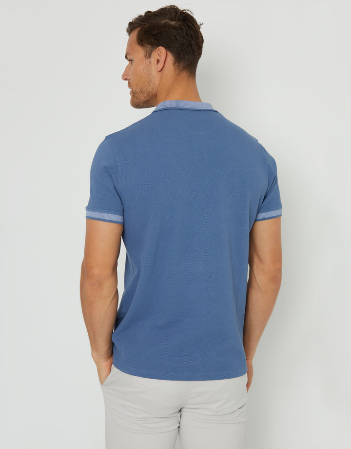Denim Blue Popcorn Jersey Polo Shirt