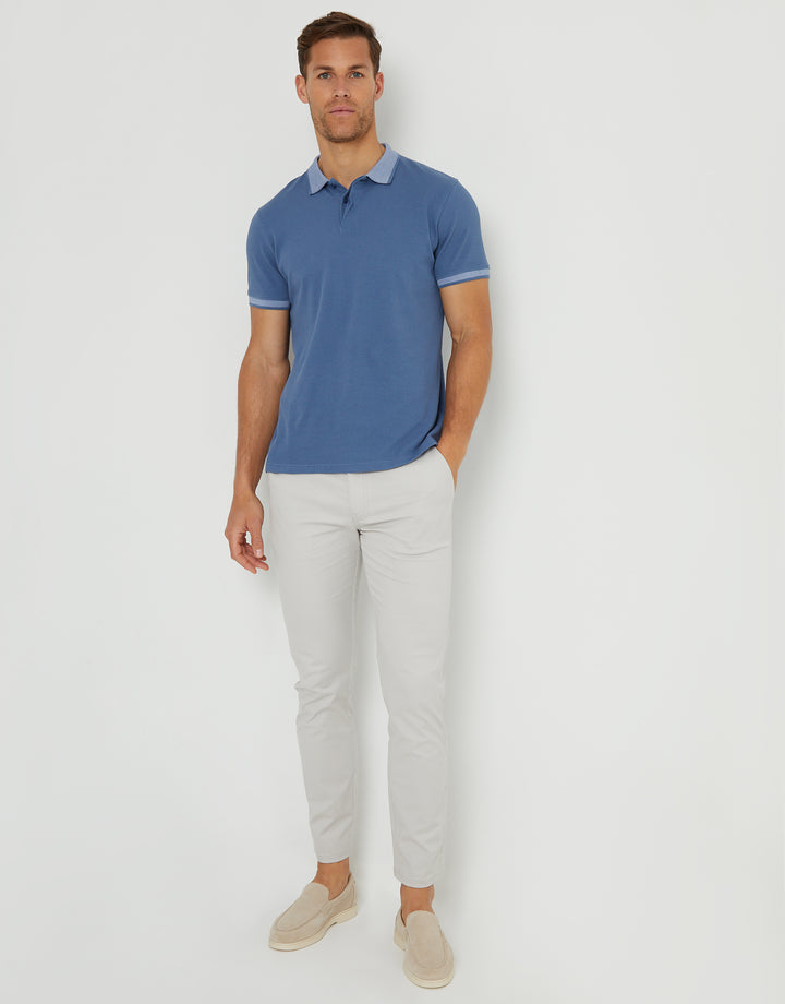 Denim Blue Popcorn Jersey Polo Shirt