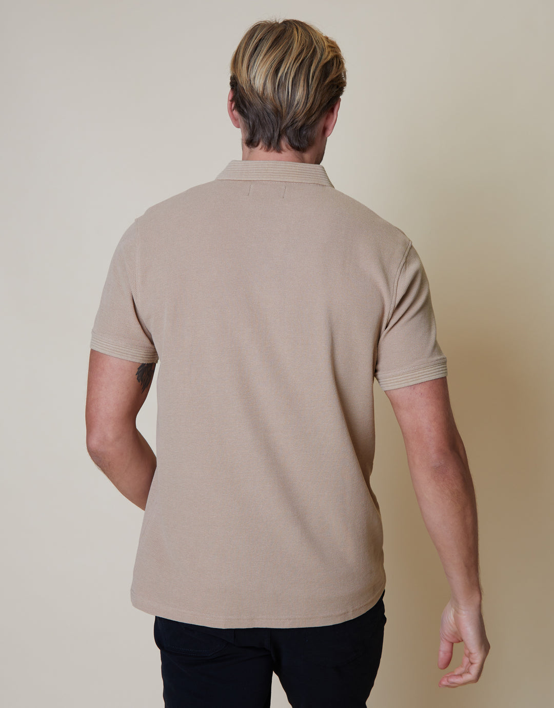 Stone Waffle Jersey Polo Shirt