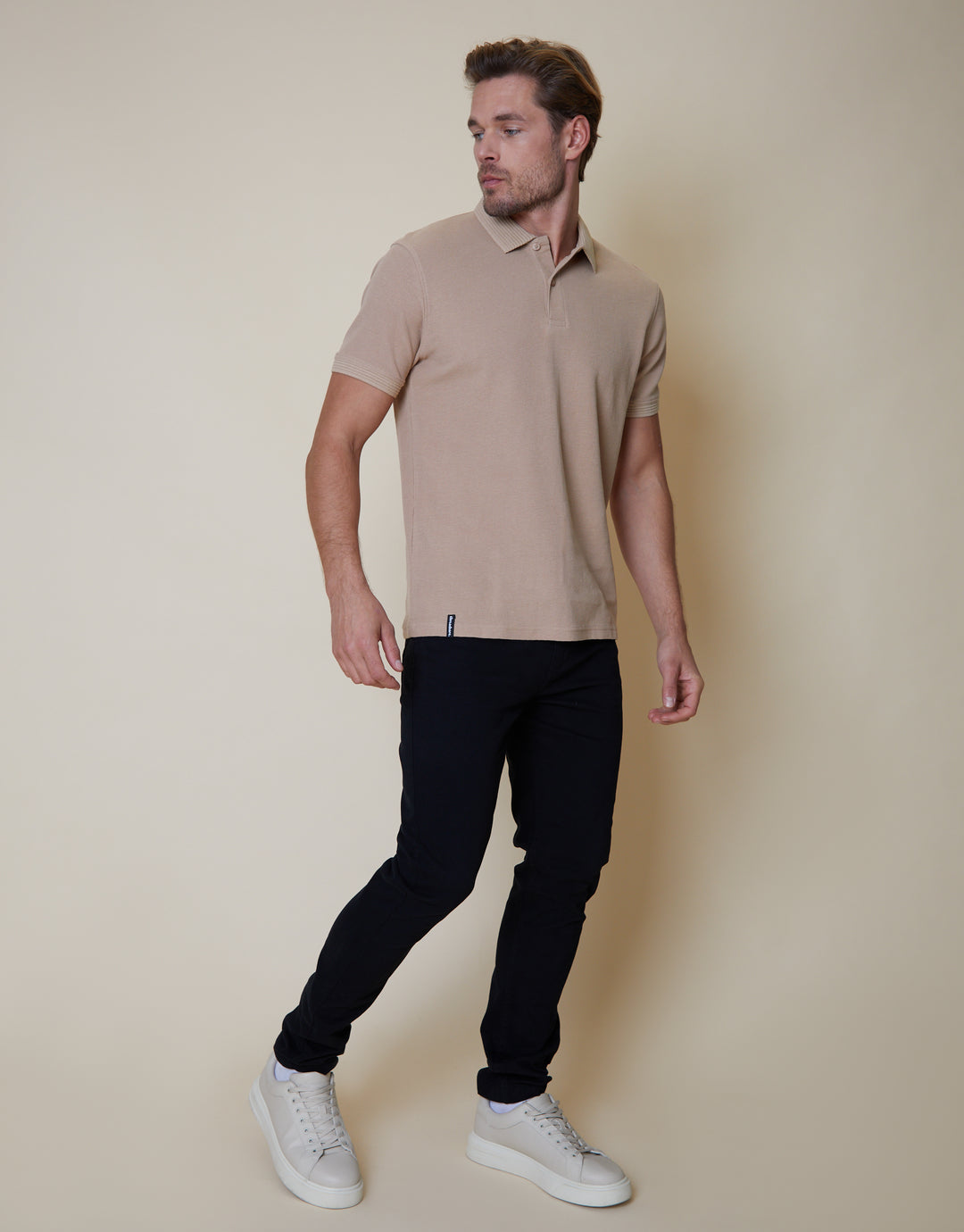 Stone Waffle Jersey Polo Shirt