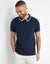 Navy Tipping Detail Zip Neck Polo Shirt