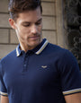 Navy Herringbone Tipping Detail Pique Polo Shirt