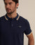 Navy Herringbone Tipping Detail Pique Polo Shirt