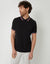 Black Herringbone Tipping Detail Pique Polo Shirt
