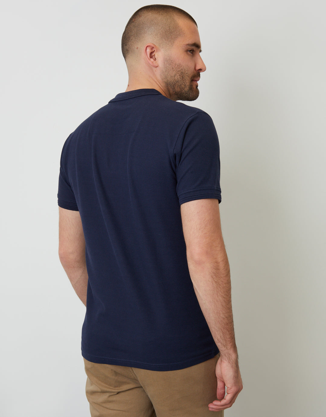 Cotton Pique Short Sleeve Polo Shirt in Navy