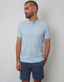 Cotton Pique Short Sleeve Polo Shirt in Light Blue