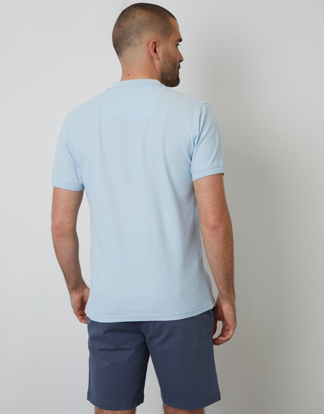 Cotton Pique Short Sleeve Polo Shirt in Light Blue
