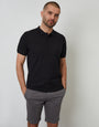 Cotton Pique Short Sleeve Polo Shirt in Black
