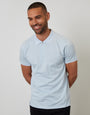 Light Blue Birdseye Collar Quarter Zip Polo Shirt
