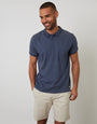 Denim Blue Textured Jersey Polo Shirt