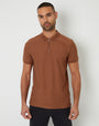 Brown Textured Quarter Zip Polo Shirt