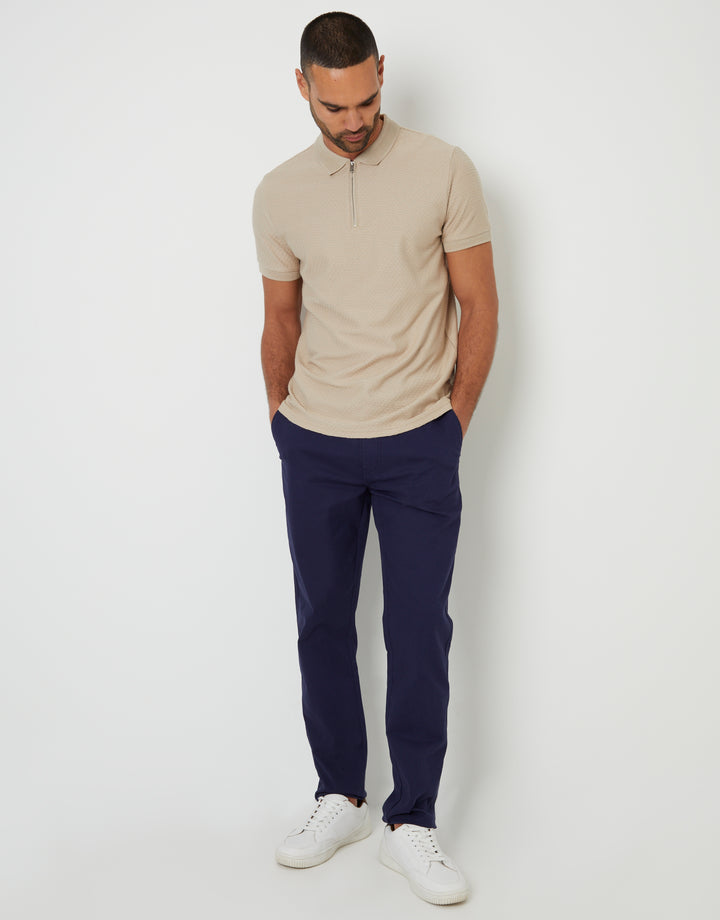 Stone Textured Quarter Zip Polo Shirt