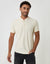 Ecru Textured Quarter Zip Polo Shirt