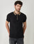 Black Pique Tipping Collar Quarter Zip Polo Shirt