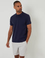 Navy Textured Short Sleeve Polo Shirt
