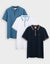 Blue Mix Contrast Tipping Hidden Placket Polo Shirts (3 Pack)