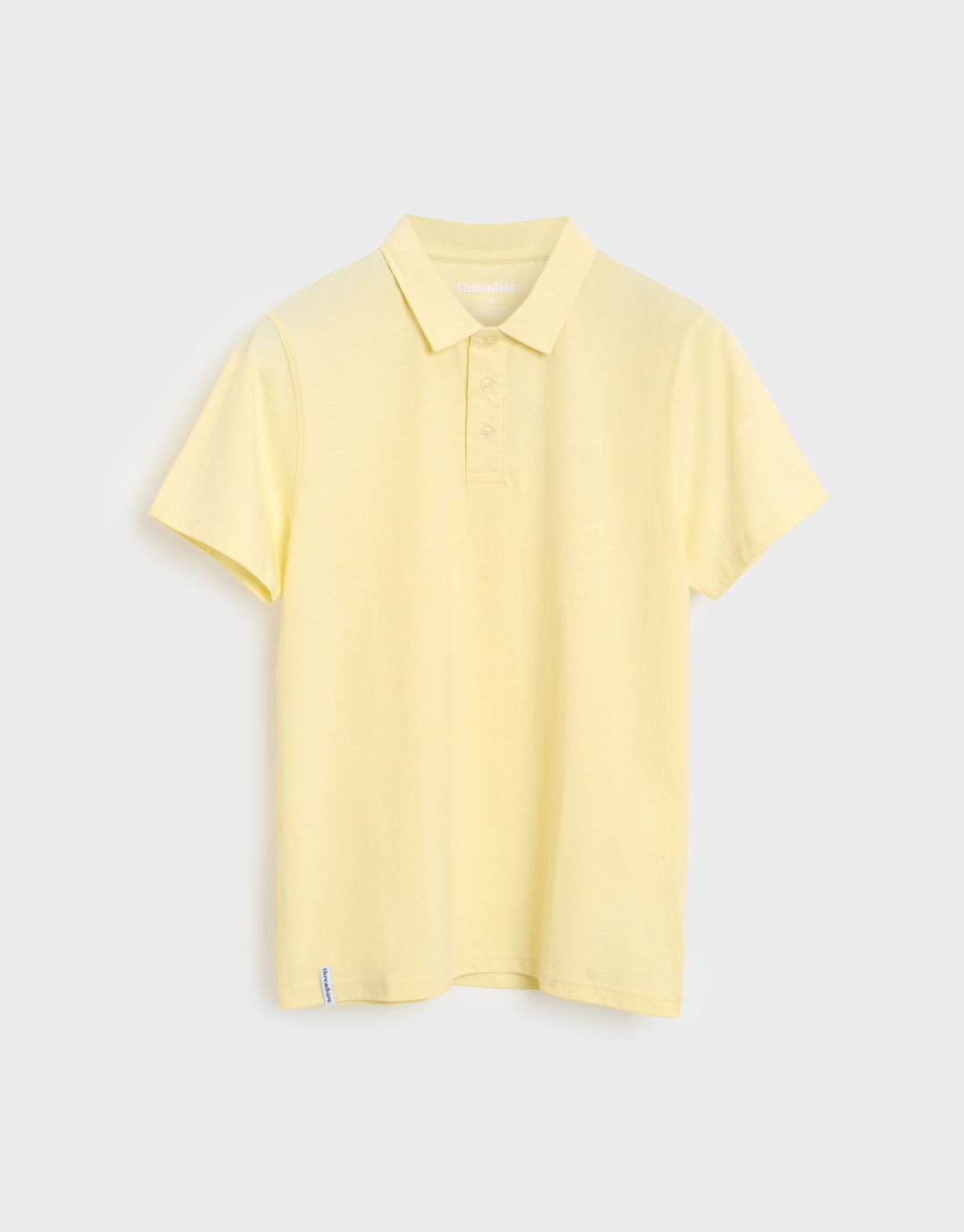 Threadbare Single Jersey Cotton Polo Shirts (2 Pack) in Baby Blue & Lemon - lemon flat lay