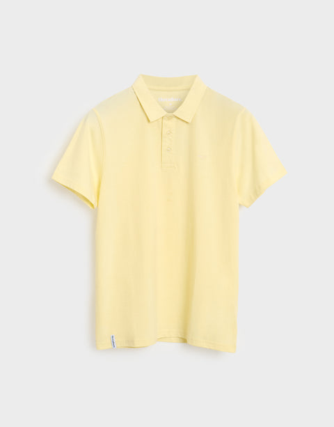 Threadbare Single Jersey Cotton Polo Shirts (2 Pack) in Baby Blue & Lemon - lemon flat lay